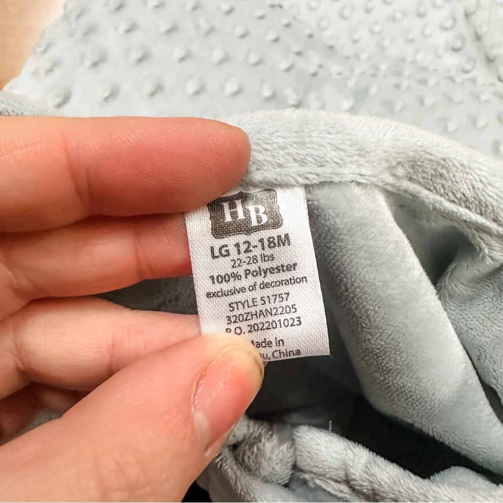 Hudson Baby Gray Velour Mink Zip Up Sleep Sack Size 12-18M